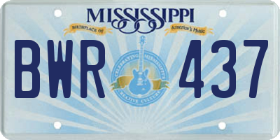 MS license plate BWR437