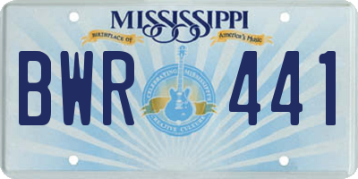 MS license plate BWR441