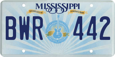 MS license plate BWR442