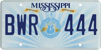 MS license plate BWR444