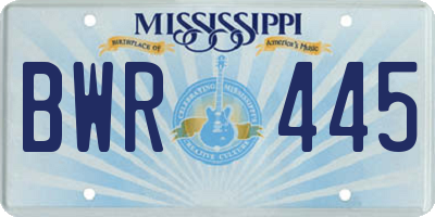 MS license plate BWR445