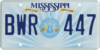 MS license plate BWR447