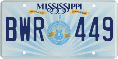 MS license plate BWR449