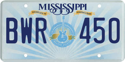 MS license plate BWR450