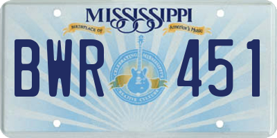MS license plate BWR451