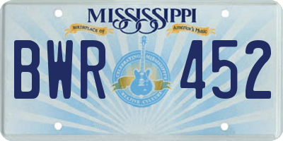 MS license plate BWR452