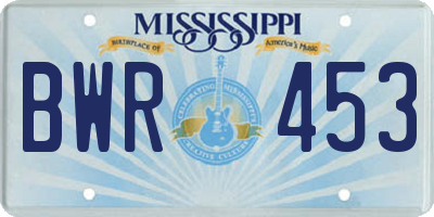 MS license plate BWR453
