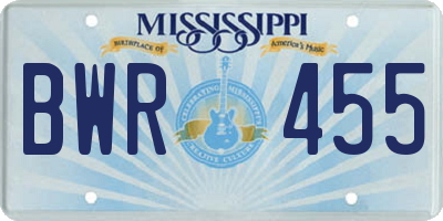 MS license plate BWR455