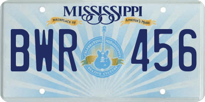 MS license plate BWR456