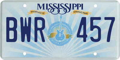MS license plate BWR457