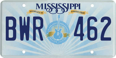 MS license plate BWR462