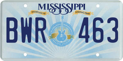 MS license plate BWR463