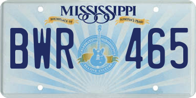 MS license plate BWR465