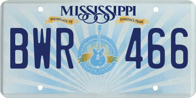 MS license plate BWR466