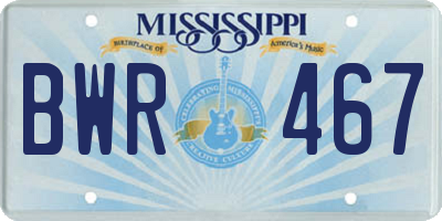 MS license plate BWR467