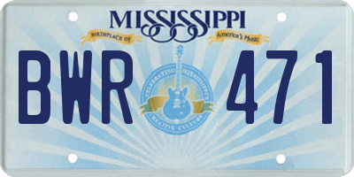 MS license plate BWR471