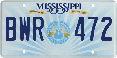 MS license plate BWR472