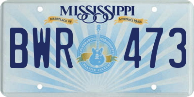MS license plate BWR473