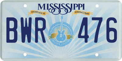 MS license plate BWR476