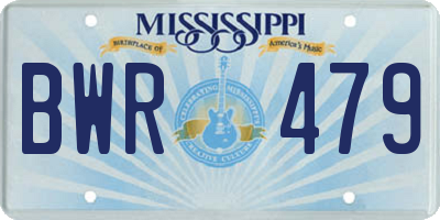 MS license plate BWR479