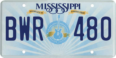 MS license plate BWR480