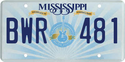 MS license plate BWR481