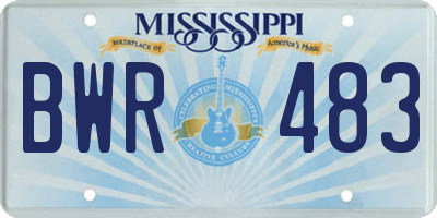 MS license plate BWR483