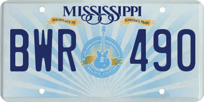 MS license plate BWR490
