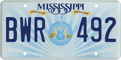 MS license plate BWR492