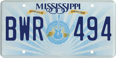 MS license plate BWR494