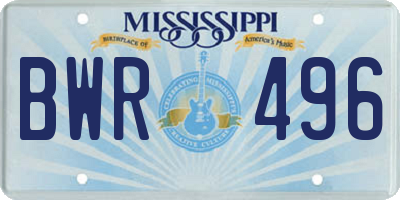 MS license plate BWR496