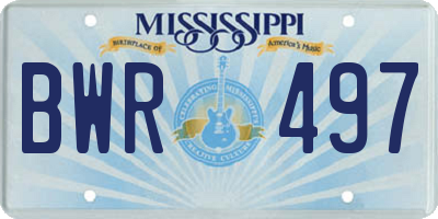 MS license plate BWR497