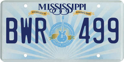 MS license plate BWR499