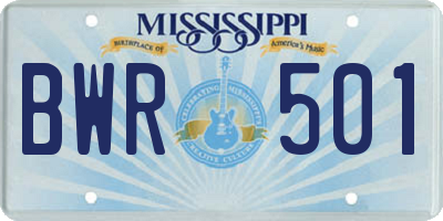 MS license plate BWR501