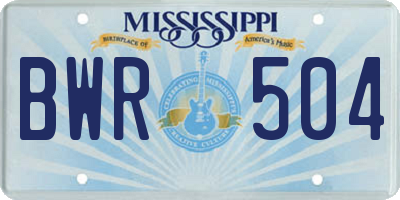 MS license plate BWR504