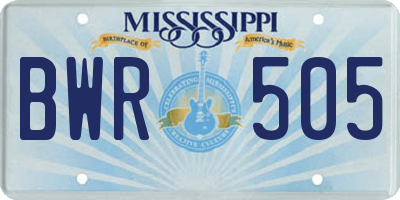 MS license plate BWR505