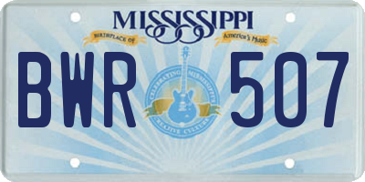 MS license plate BWR507