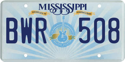 MS license plate BWR508