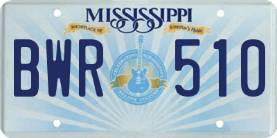 MS license plate BWR510