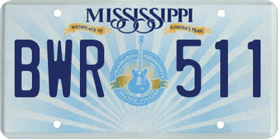 MS license plate BWR511