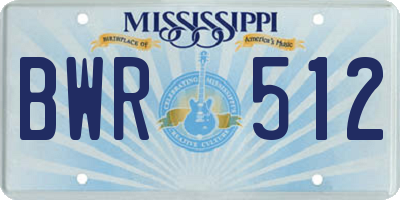 MS license plate BWR512