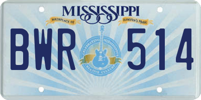 MS license plate BWR514