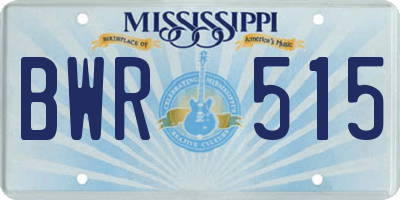 MS license plate BWR515