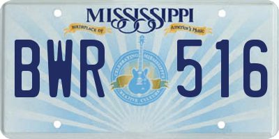 MS license plate BWR516