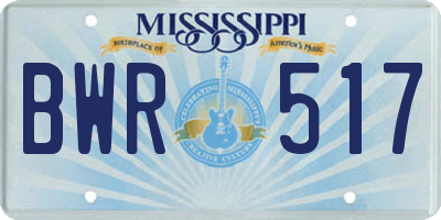 MS license plate BWR517