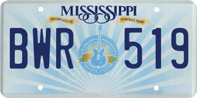 MS license plate BWR519