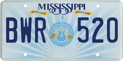 MS license plate BWR520