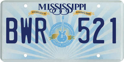 MS license plate BWR521