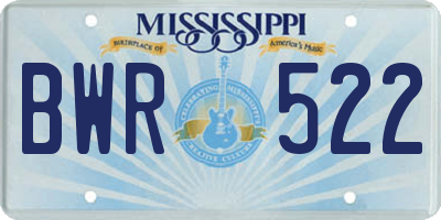 MS license plate BWR522