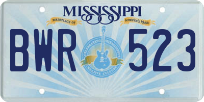 MS license plate BWR523